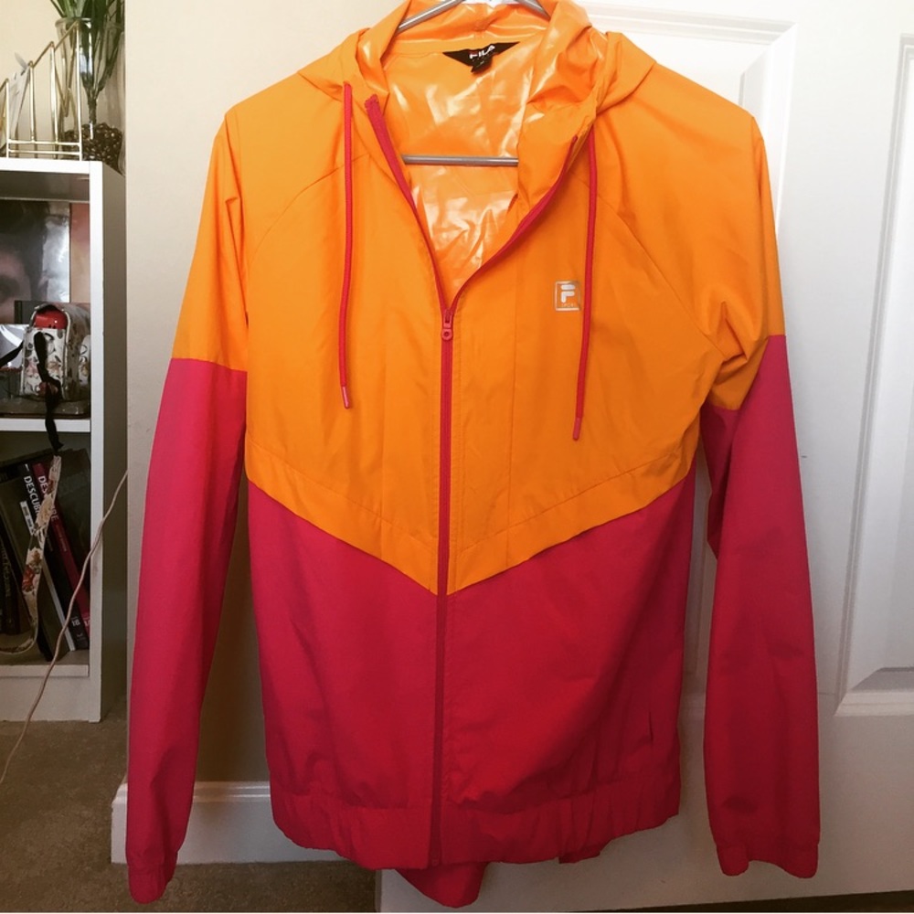Pink and Orange Fila Windbreaker Jacket